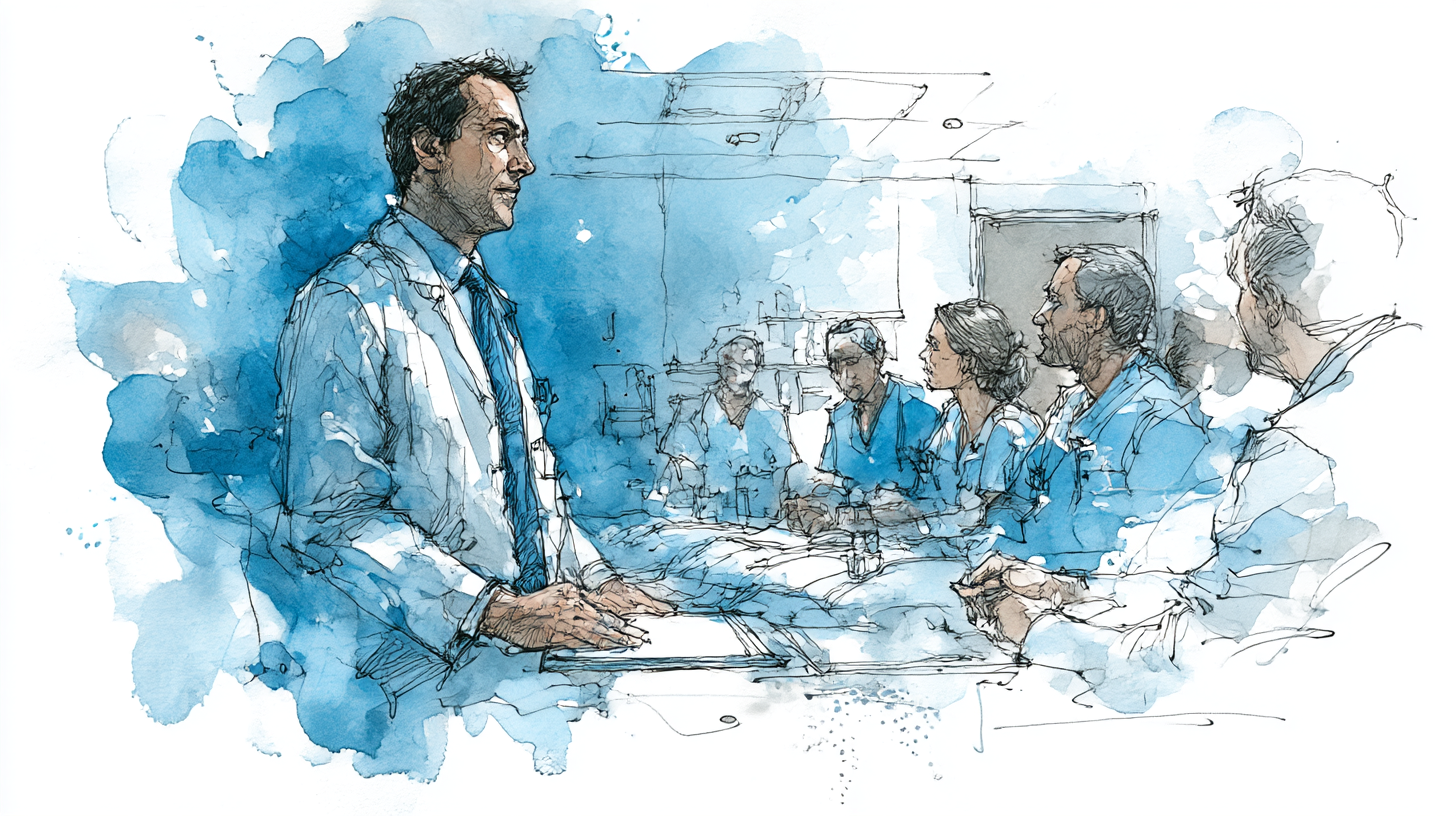 Arzt erklärt Medizingerät – häufige Fragen zu E-Learning für Medizintechnik